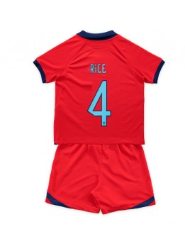England Declan Rice #4 Replika Borta Kläder Barn VM 2022 Kortärmad (+ byxor)